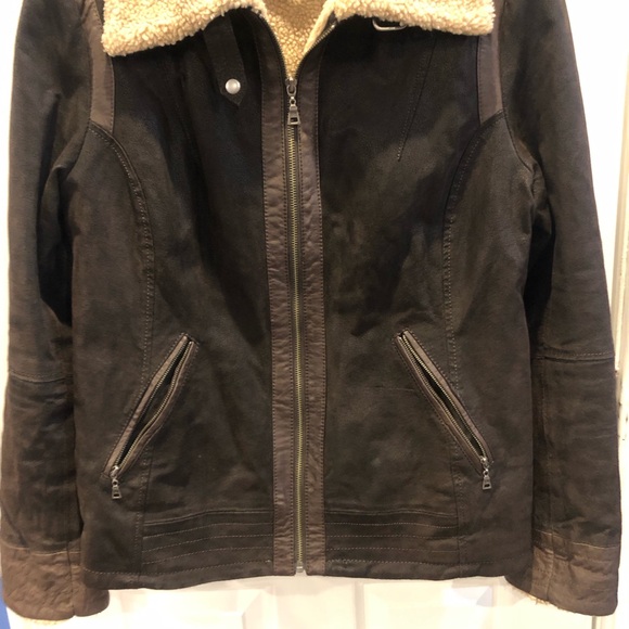 Danier Vintage Dark Brown Leather Sherpa Lined Jacket XL - Picture 4 of 14